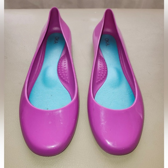 🌼❤️❤️ NEW OKA B FUCHSIA / PURPLE JELLY ROUND TOE BALLET. - Picture 10 of 10